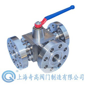 High pressure flange three way ball valve